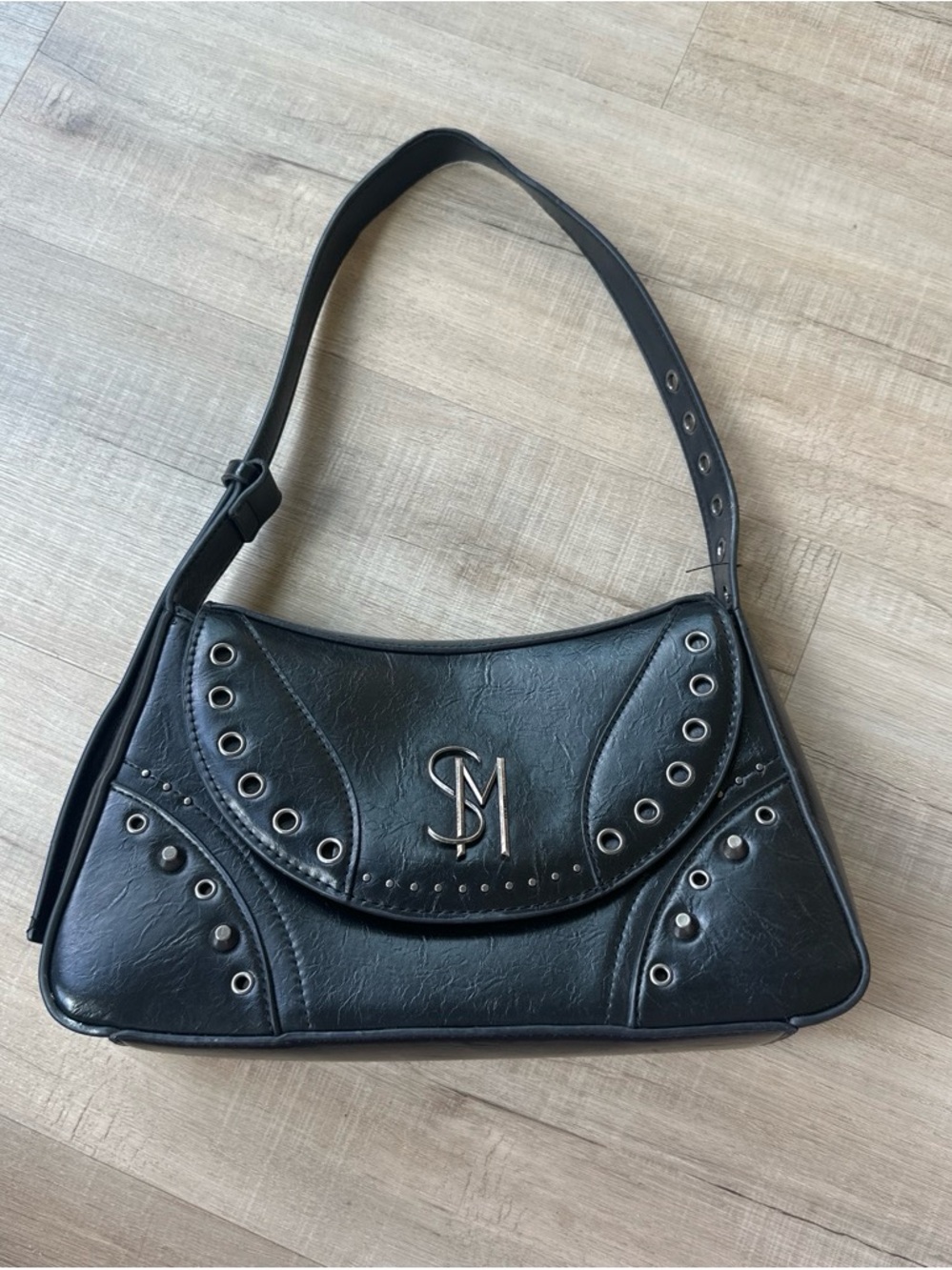 Steve Madden Black Studded Shoulder Bag - Sleek Women’s Handbag